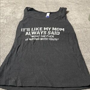 Abella Black Tank Top with White Graphic Text